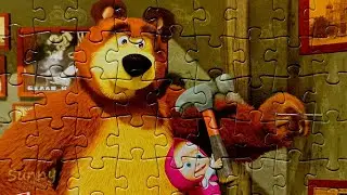 Masha and the Bear - Masha Hammers a Nail - a jigsaw puzzle for kids | Sunny Yellow