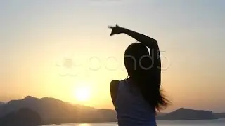 Girl Danc Silhouette. Stock Footage