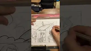 Inking & Coloring Comic Panels With Copic Markers Part 13 #sketching #comicbooks #inking #shorts