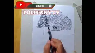 DRAWING BEAUTIFUL SCENERY using CHARCOAL PENCIL... HOW TO DRAW SCENERY