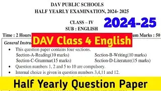 DAV Class 4 English Half Yearly Question Paper 2024-25 |