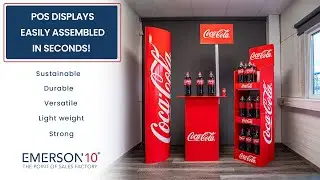 **SUPER FAST ASSEMBLE OF POS DISPLAYS** Our eazzy totem and Faster Displays with CocaCola branding!