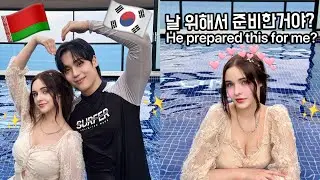 생일기념 깜짝 서프라이즈 해줬더니 행복해하는 벨라루스 아내 // Surprise for my wife on her birthday *Private pool vila*