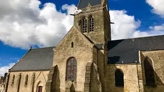 Beautiful Sainte-Mère-Église Church, Normandy, France By Drone in 4K.