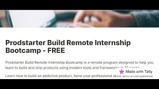 Prodstarter Build Remote Internship Bootcamp - FREE