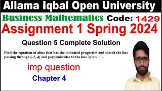 1429 Code Solved Assignment 1 Spring 2024 Question 5 | Find the equation of a line