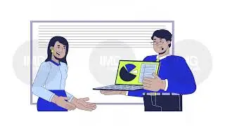 Double checking data with manager line cartoon animation