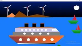 River View OpenGL Project | Day Night Windmill Animation | C++ Computer Graphics Program moving Ship