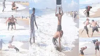 Marina beach Chennai wrestling | vikas VS Xiang RAJU || #hwe #hwewrestling #marinabeach #beach