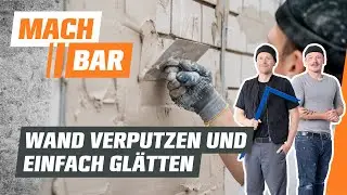 Plastering a wall and smoothing it with a trowel | OBI