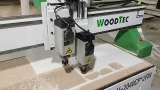 Фрезерно-гравировальный станок с ЧПУ WoodTec H-2040C P2 в работе - Смена на 2 инструмента В НАЛИЧИИ