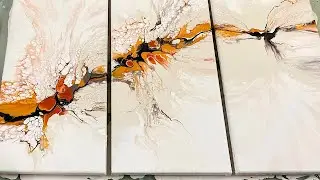 Acrylic pouring with Satin Enamel & Gold,  Dutch Pour Pearl Cell Acrylic Pour Abstract Art Fluid Art