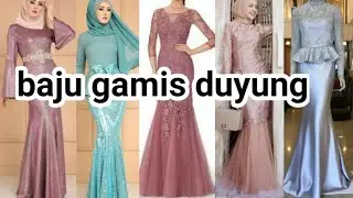 inspirasi baju gamis duyung bahan brokat dan polos