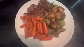 Steak, Potato and  Brussel Sprout Stir Fry up & Glazed Carrots!!