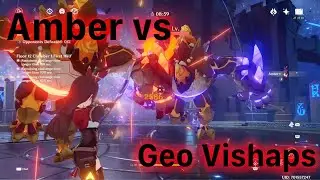 Genshin Impact Amber vs 2 Geo Vishaps(Electro+Pyro)(no damage taken)
