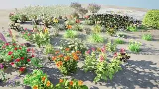 Outdoor Flowering plants package 3d animation in unreal