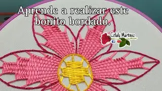 Bordado con listón, Hermosa flor 🌺con listón. embrodery.