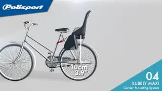 Установка велокресла Polisport на багажник. BILBY CFS, BOODIE CFS, Bubbly MAXI.