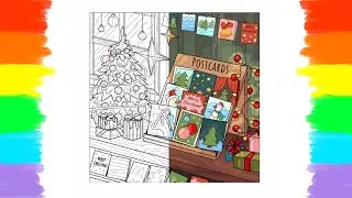 How to Color Christmas Postcards 丨 Coloring Page 🎨🎄