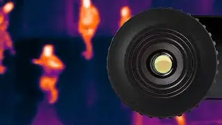 People in a shopping center through the Seek Compact thermal camera
