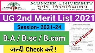 Munger University Part 1 2nd merit list 2021|Munger University UG B.A/B.sc/B.com.2nd merit list2021