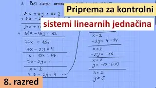 Sistemi linearnih jednačina priprema za kontrolni zadatak, 8 razred