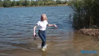 Wetlook girl - Lana transparent t shirt wetlook