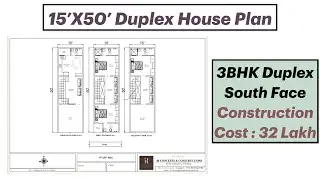 15'X50' South Facing Duplex House Plan | 750 Sqft Home Design