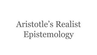 Aristotle's Epistemology