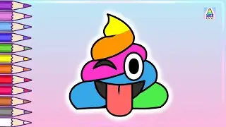 💫 Coloring Kids 💫 How to draw Emoji poop