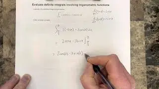 Evaluate definite integrals involving trigonometric functions
