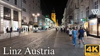 Linz Austria,  Evening Walking Tour 4K UHD