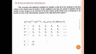 Routh-hurwitz criterion - Construction of Routh Array