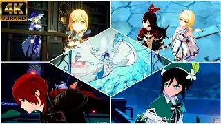 First meet All members Story : Cutscenes | Genshin Impact - 4K 60FPS 