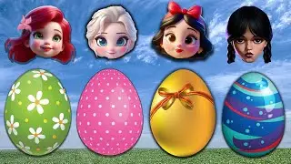 How to make Disney Princesses Surprise Eggs| Frozen Elsa, Snow White, Wednesday Wrong head