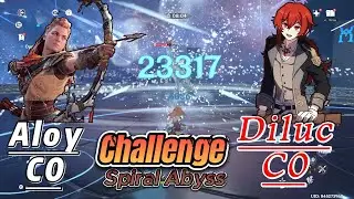 spiral abyss but one character stay each floor | Challenge with #aloy and #diluc