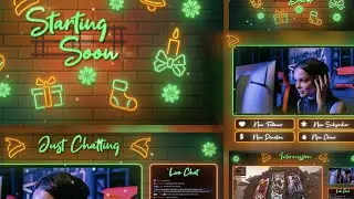 Green and Orange Christmas Stream Overlay – Festive, Lively, Vibrant Template for Twitch, OBS