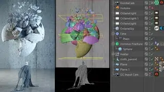 Cinema 4d Voronoi Fracture Time Effector Experiment | Octane Render | FREE PROJECT