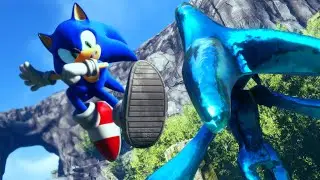 Sonic fighting his past foes in Sonic Frontiers
