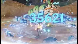 DPS Shenhe fighting a boss