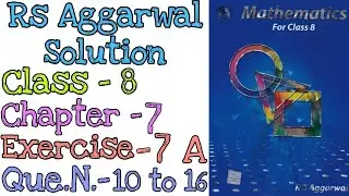 Factorisation | Class 8 Exercise 7A Question 10 to 16 | Rs Aggarwal | Md Sir