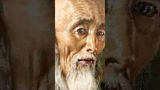 Portrait of a Japanese priest on canvas. Портрет маслом. 