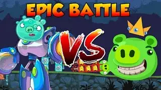 ALIEN ROBOT VS KING PIG - Epic Battle in Bad Piggies