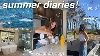 SUMMER DIARIES EP. 3 ✨ vacation vlog! road trip, luxury Wander home, grwm, cooking, hot tub, etc! 🌊