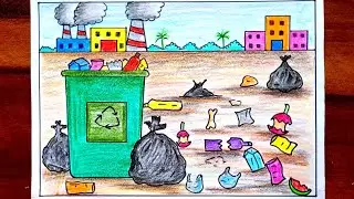 Land Pollution Drawing Easy | Soil Pollution Drawing | Science Project