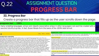 Progress bar || Assignment question no.22 || using html css and javascript