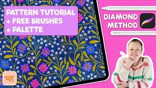 Create a Bright Trailing Floral Pattern in Procreate | Free Brushes & Palette!