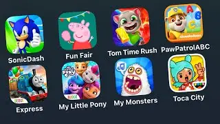 8 My Tablet Games: Sonic Dash,Peppa Pig: Fun Fair,Talking Tom: Time Rush,My Little Pony: World