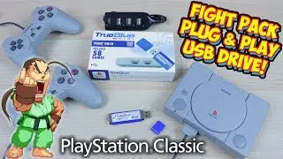 PlayStation Classic Fight Pack Hack Plug & Play 32gb USB Drive - True Blue Mini Mod!