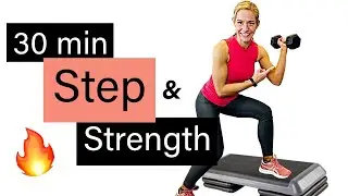 30 min Step Aerobics with Dumbbells Class | Easy to Follow Exercises